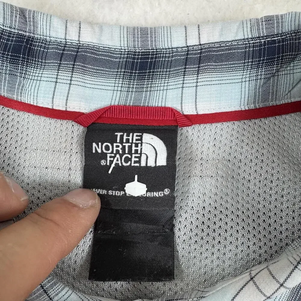 The North Face Shirt Mens Size XL Blue Plaid Short Sleeve Button Up Outdoor